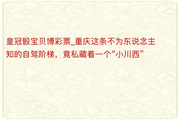 皇冠骰宝贝博彩票_重庆这条不为东说念主知的自驾阶梯，竟私藏着一个“小川西”