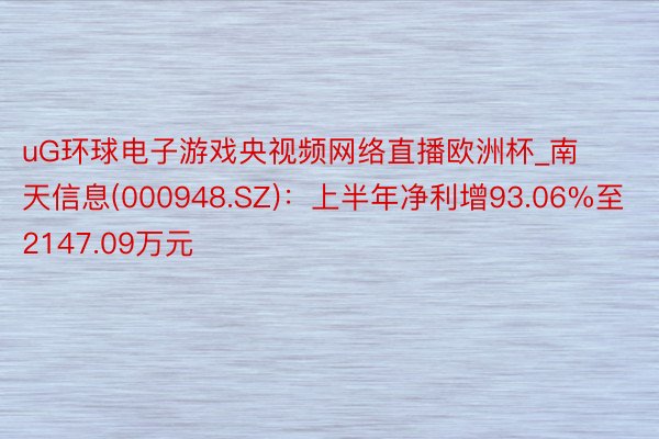 uG环球电子游戏央视频网络直播欧洲杯_南天信息(000948.SZ)：上半年净利增93.06%至2147.09万元