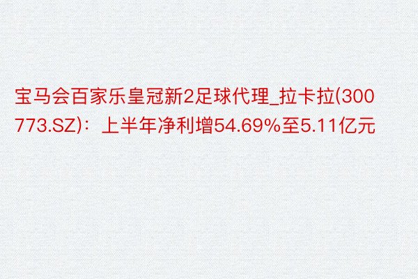 宝马会百家乐皇冠新2足球代理_拉卡拉(300773.SZ)：上半年净利增54.69%至5.11亿元