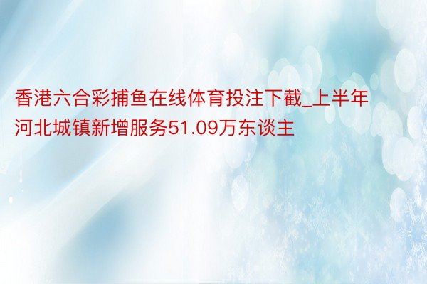 香港六合彩捕鱼在线体育投注下截_上半年河北城镇新增服务51.09万东谈主
