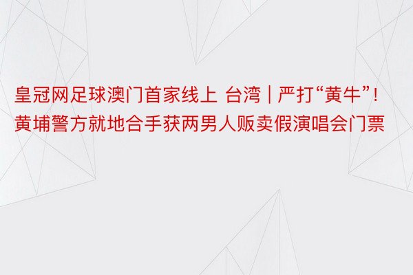 皇冠网足球澳门首家线上 台湾 | 严打“黄牛”！黄埔警方就地合手获两男人贩卖假演唱会门票