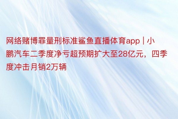 网络赌博罪量刑标准鲨鱼直播体育app | 小鹏汽车二季度净亏超预期扩大至28亿元，四季度冲击月销2万辆