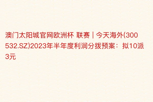 澳门太阳城官网欧洲杯 联赛 | 今天海外(300532.SZ)2023年半年度利润分拨预案：拟10派3元