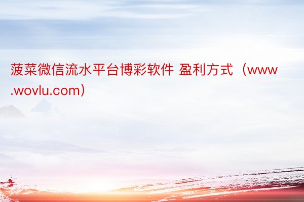 菠菜微信流水平台博彩软件 盈利方式（www.wovlu.com）