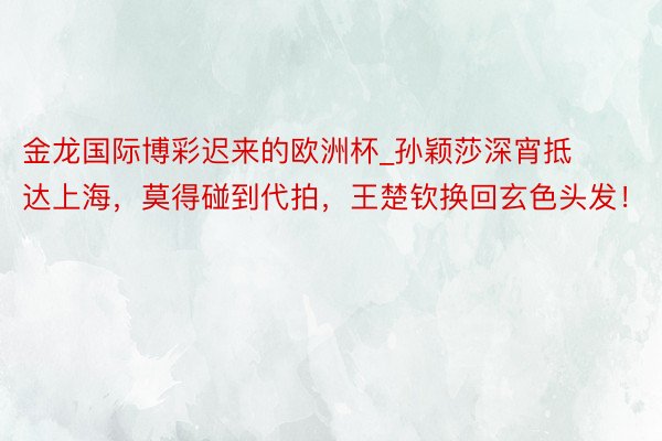 金龙国际博彩迟来的欧洲杯_孙颖莎深宵抵达上海，莫得碰到代拍，王楚钦换回玄色头发！