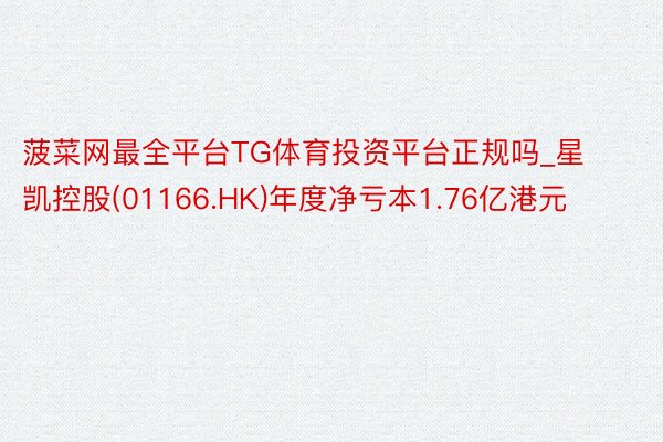 菠菜网最全平台TG体育投资平台正规吗_星凯控股(01166.HK)年度净亏本1.76亿港元